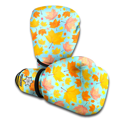 Pastel Maple Leaves Pattern Print Boxing Gloves