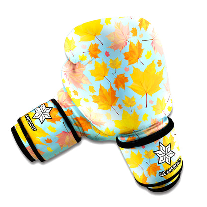 Pastel Maple Leaves Pattern Print Boxing Gloves