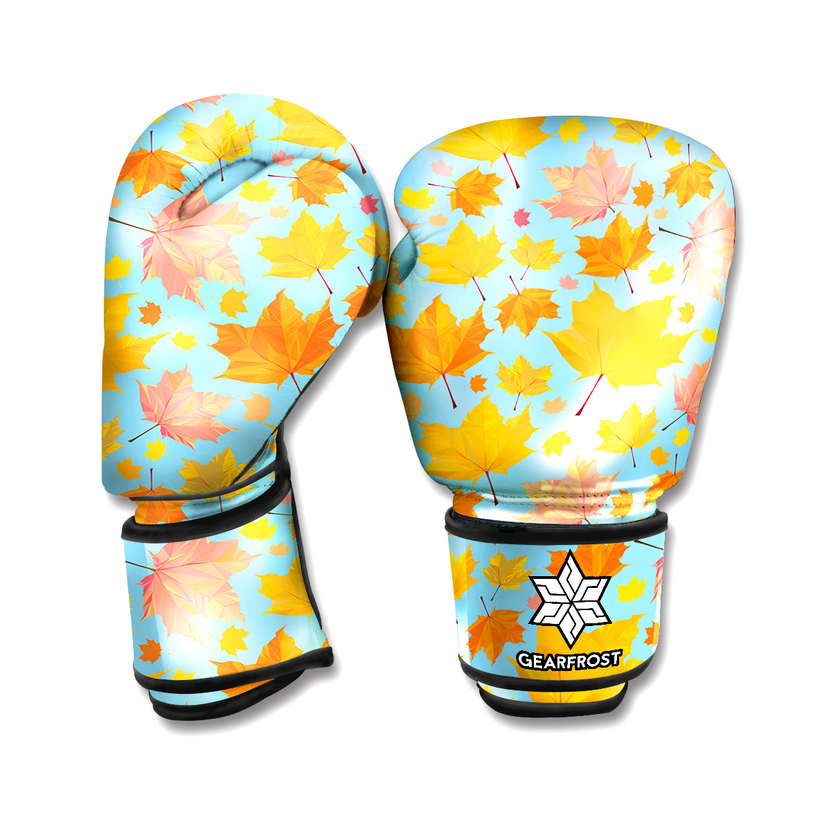 Pastel Maple Leaves Pattern Print Boxing Gloves