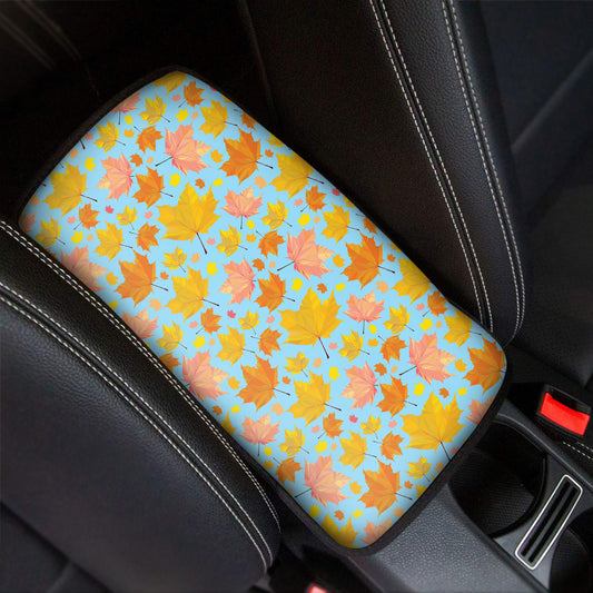 Pastel Maple Leaves Pattern Print Car Center Console Cover
