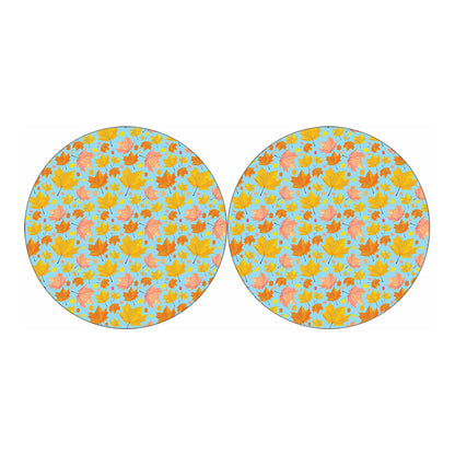 Pastel Maple Leaves Pattern Print Car Coasters