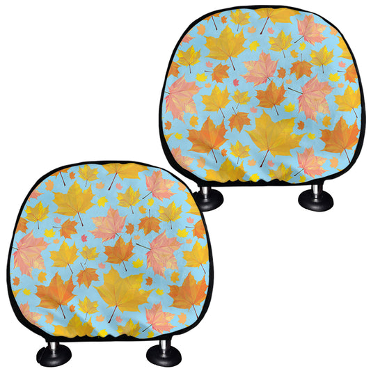 Pastel Maple Leaves Pattern Print Car Headrest Covers