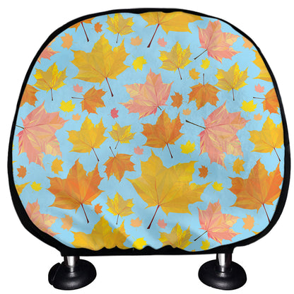 Pastel Maple Leaves Pattern Print Car Headrest Covers