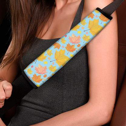 Pastel Maple Leaves Pattern Print Car Seat Belt Covers
