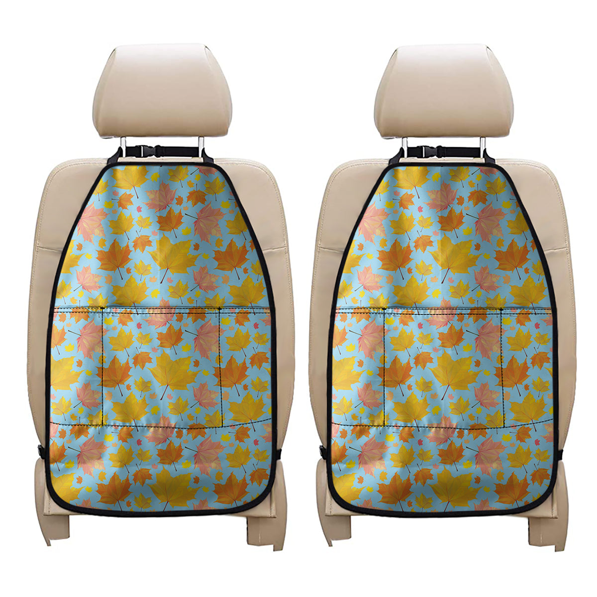 Pastel Maple Leaves Pattern Print Car Seat Organizers