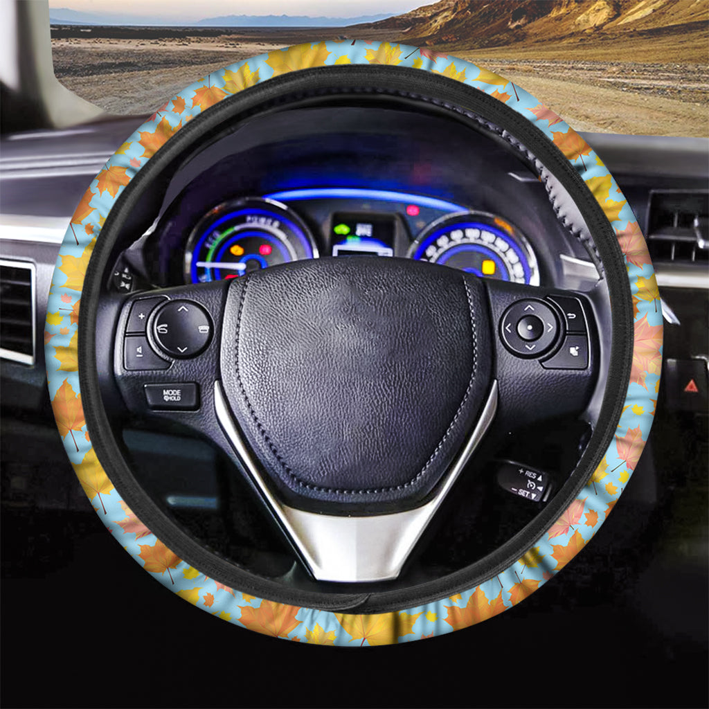 Pastel Maple Leaves Pattern Print Car Steering Wheel Cover