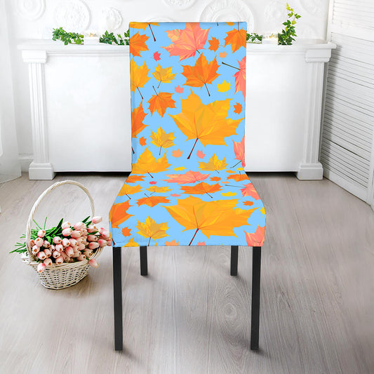 Pastel Maple Leaves Pattern Print Dining Chair Slipcover