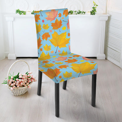 Pastel Maple Leaves Pattern Print Dining Chair Slipcover