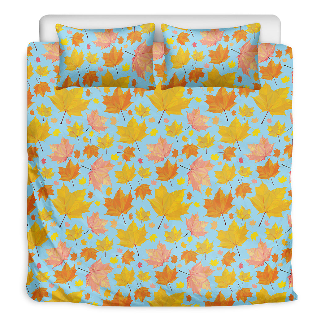 Pastel Maple Leaves Pattern Print Duvet Cover Bedding Set
