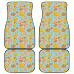 Pastel Maple Leaves Pattern Print Front and Back Car Floor Mats