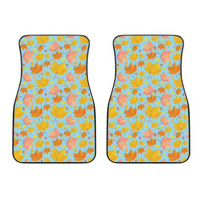 Pastel Maple Leaves Pattern Print Front Car Floor Mats