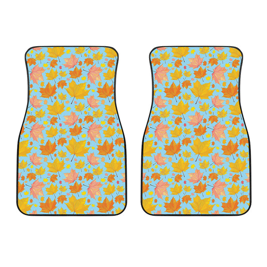 Pastel Maple Leaves Pattern Print Front Car Floor Mats