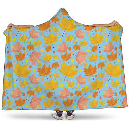 Pastel Maple Leaves Pattern Print Hooded Blanket