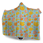 Pastel Maple Leaves Pattern Print Hooded Blanket