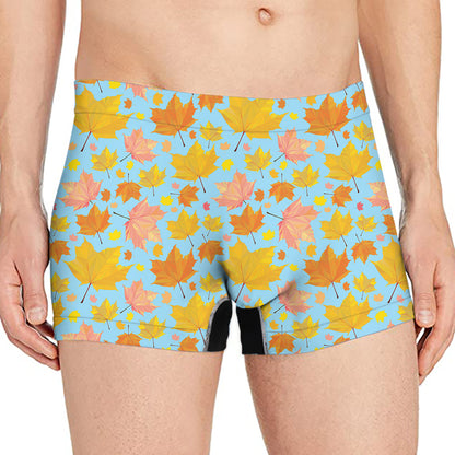 Pastel Maple Leaves Pattern Print Men's Boxer Briefs