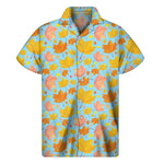 Pastel Maple Leaves Pattern Print Men's Short Sleeve Shirt
