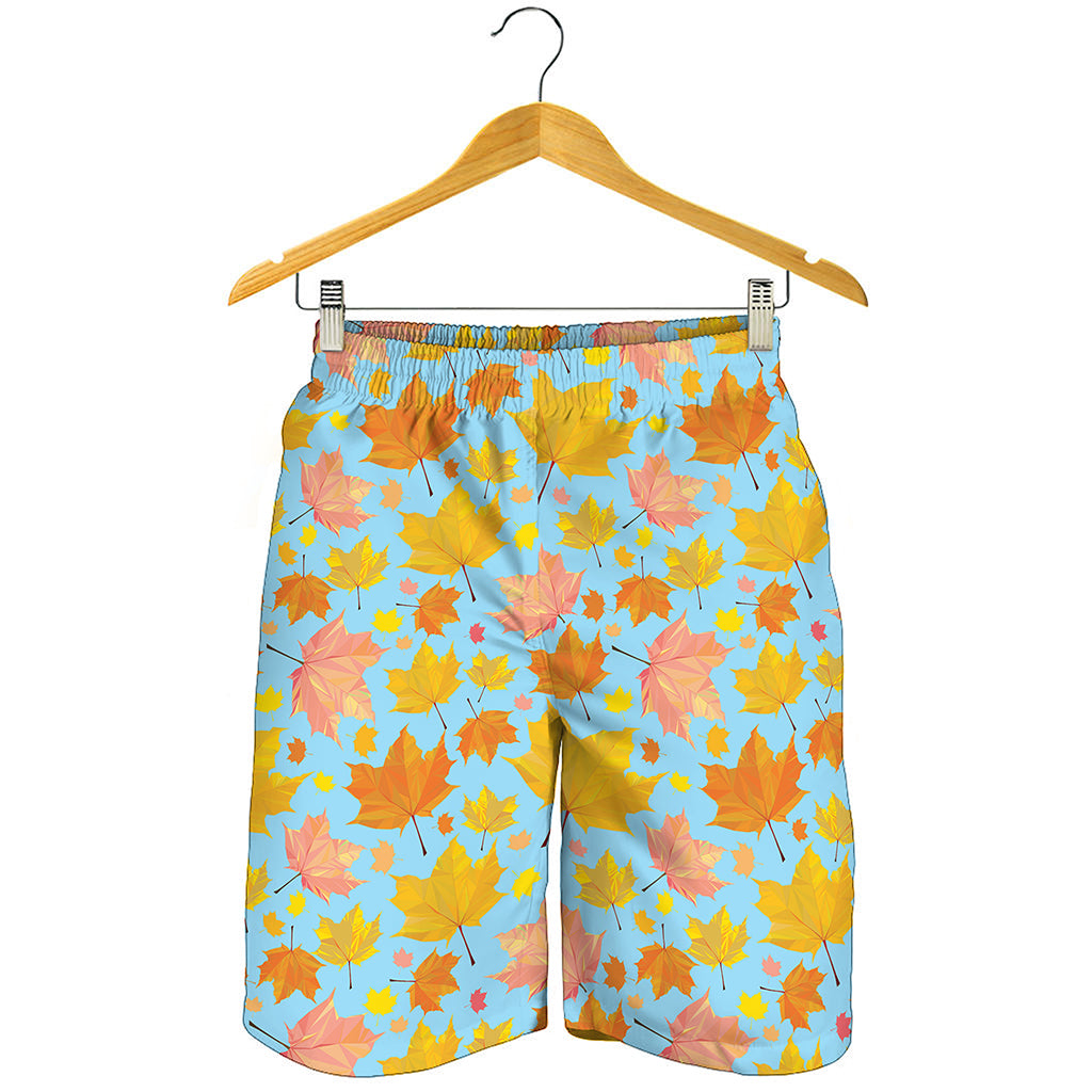 Pastel Maple Leaves Pattern Print Men's Shorts