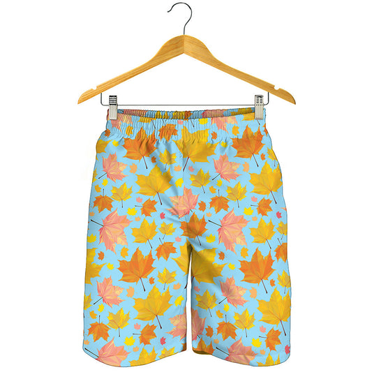Pastel Maple Leaves Pattern Print Men's Shorts