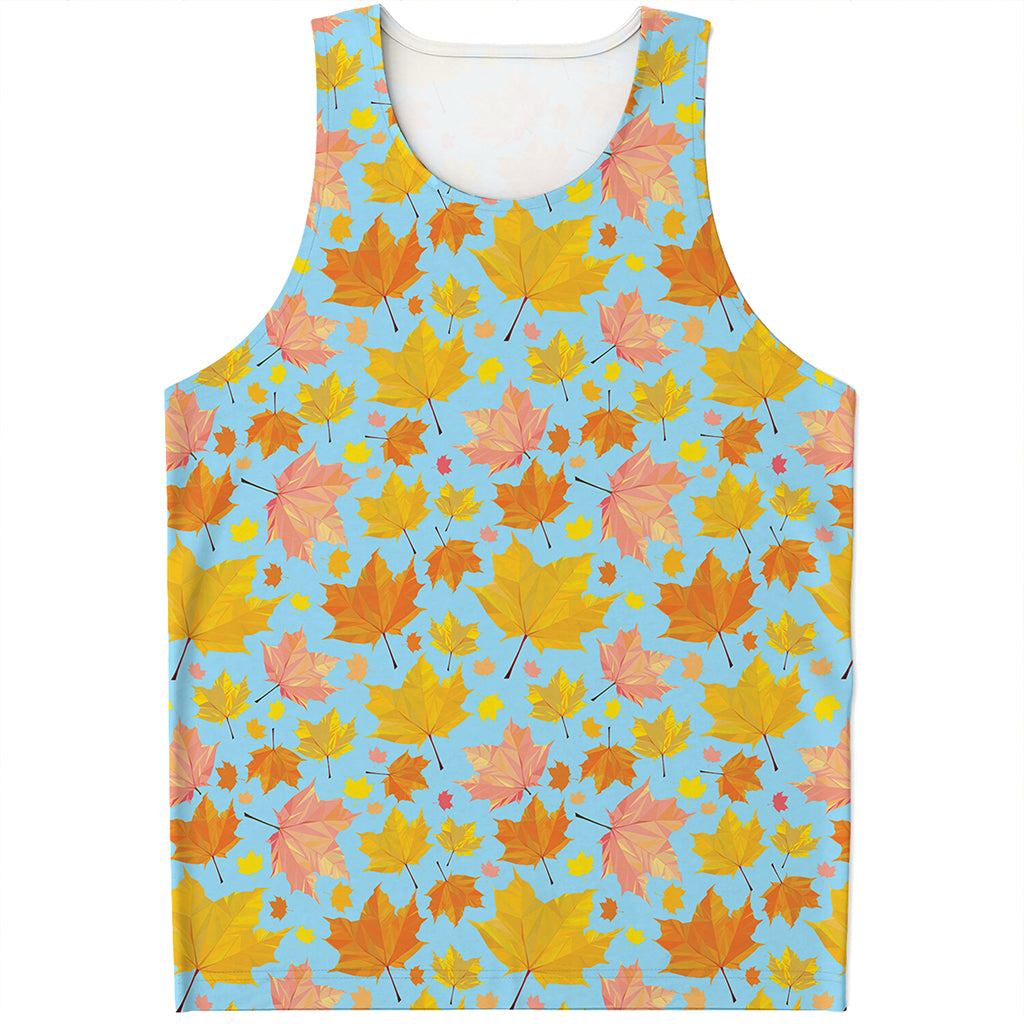 Pastel Maple Leaves Pattern Print Men's Tank Top