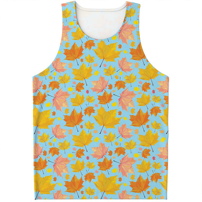 Pastel Maple Leaves Pattern Print Men's Tank Top