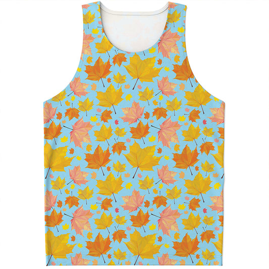 Pastel Maple Leaves Pattern Print Men's Tank Top