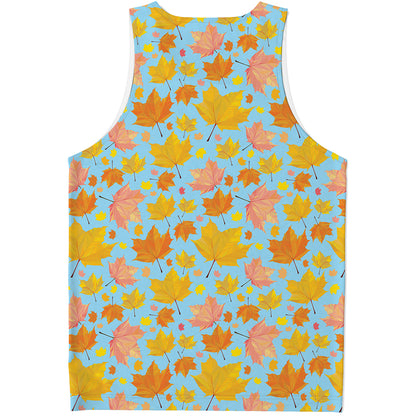 Pastel Maple Leaves Pattern Print Men's Tank Top