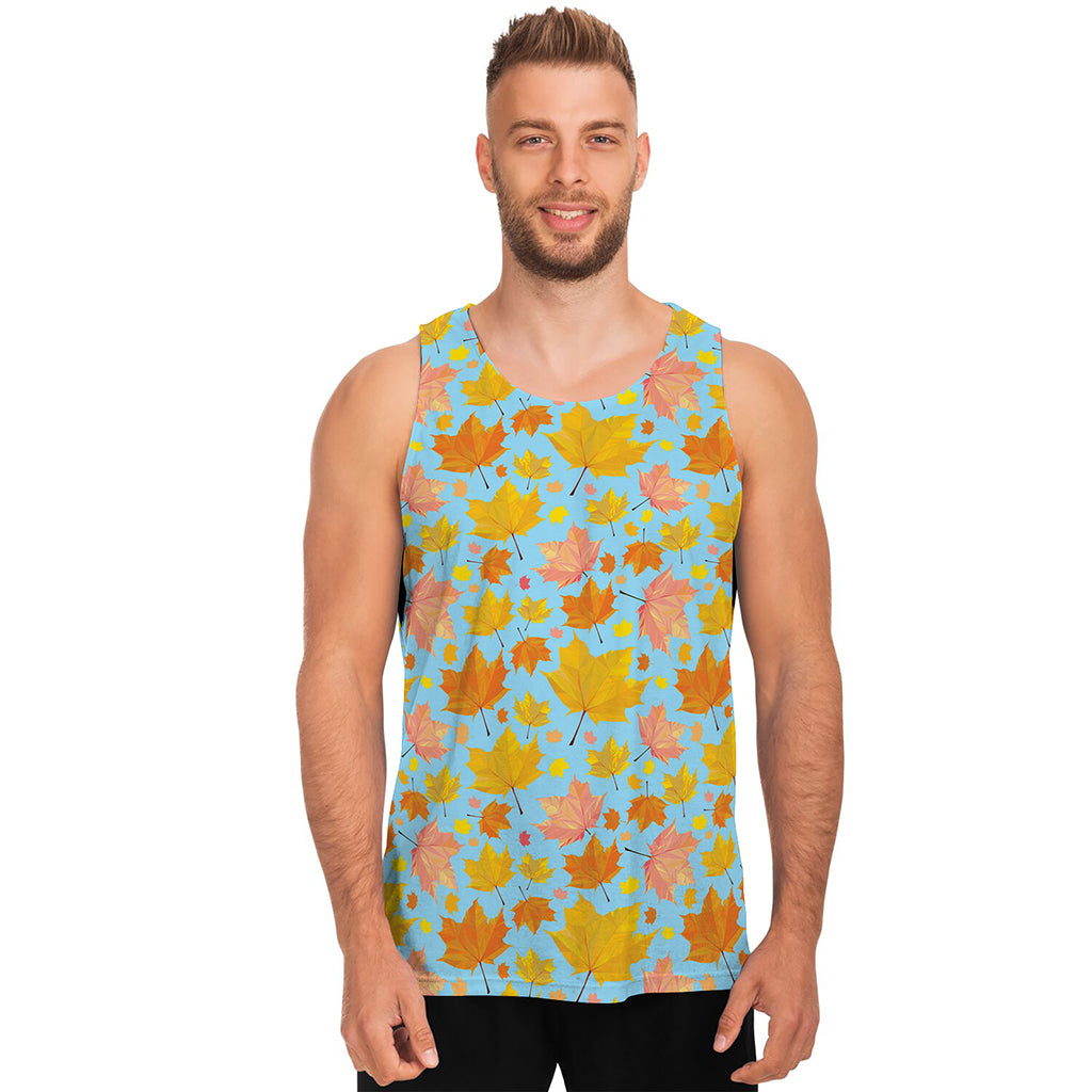 Pastel Maple Leaves Pattern Print Men's Tank Top