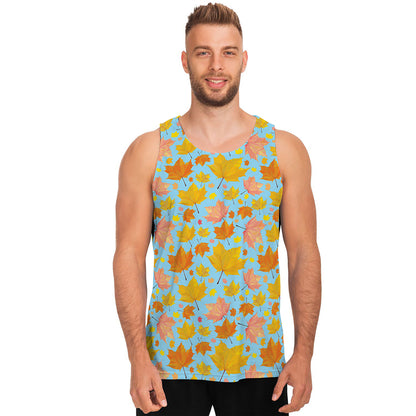 Pastel Maple Leaves Pattern Print Men's Tank Top