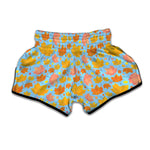 Pastel Maple Leaves Pattern Print Muay Thai Boxing Shorts