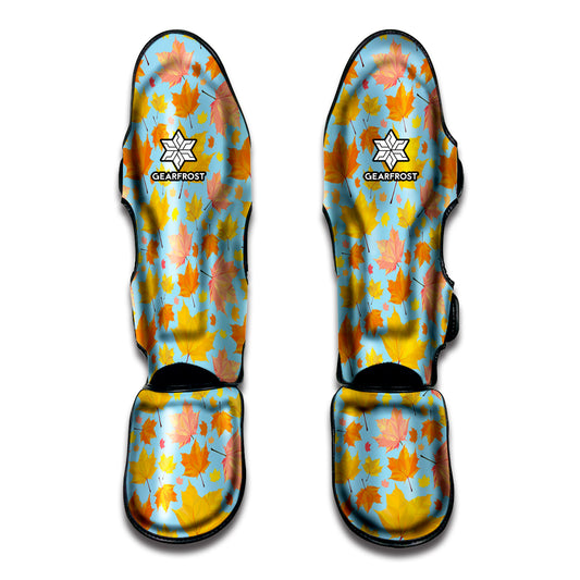 Pastel Maple Leaves Pattern Print Muay Thai Shin Guard