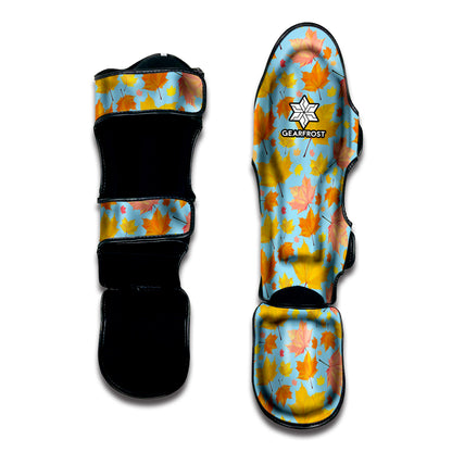 Pastel Maple Leaves Pattern Print Muay Thai Shin Guard