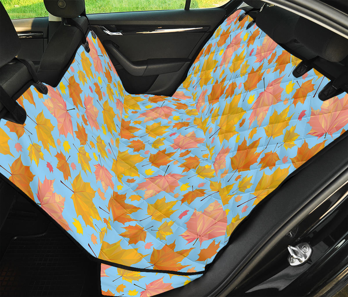 Pastel Maple Leaves Pattern Print Pet Car Back Seat Cover