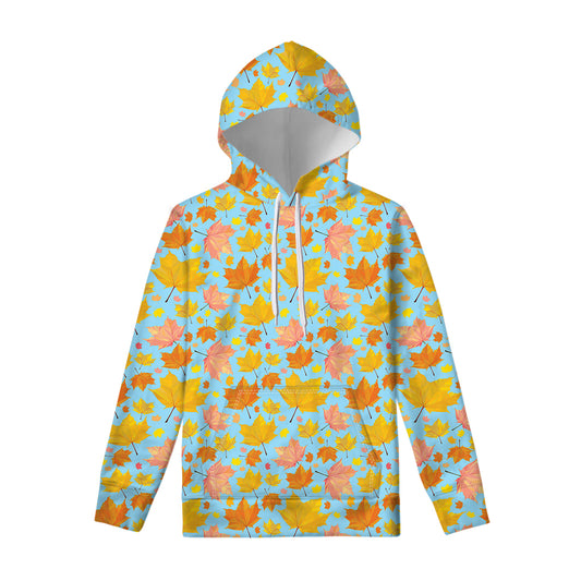 Pastel Maple Leaves Pattern Print Pullover Hoodie