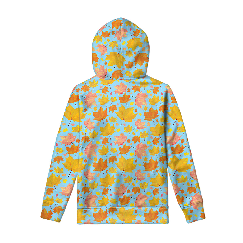 Pastel Maple Leaves Pattern Print Pullover Hoodie