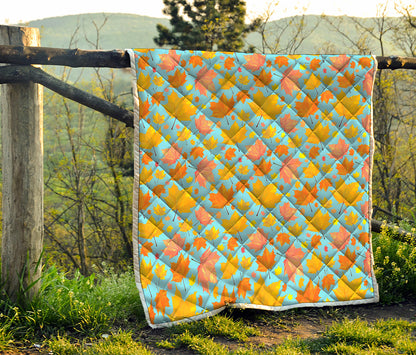 Pastel Maple Leaves Pattern Print Quilt