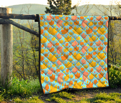 Pastel Maple Leaves Pattern Print Quilt