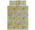Pastel Maple Leaves Pattern Print Quilt Bed Set