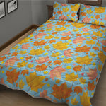 Pastel Maple Leaves Pattern Print Quilt Bed Set