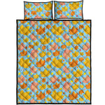 Pastel Maple Leaves Pattern Print Quilt Bed Set
