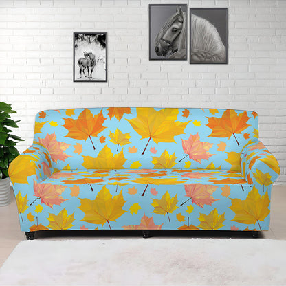 Pastel Maple Leaves Pattern Print Sofa Cover
