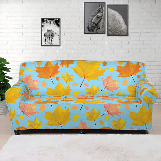 Pastel Maple Leaves Pattern Print Sofa Cover