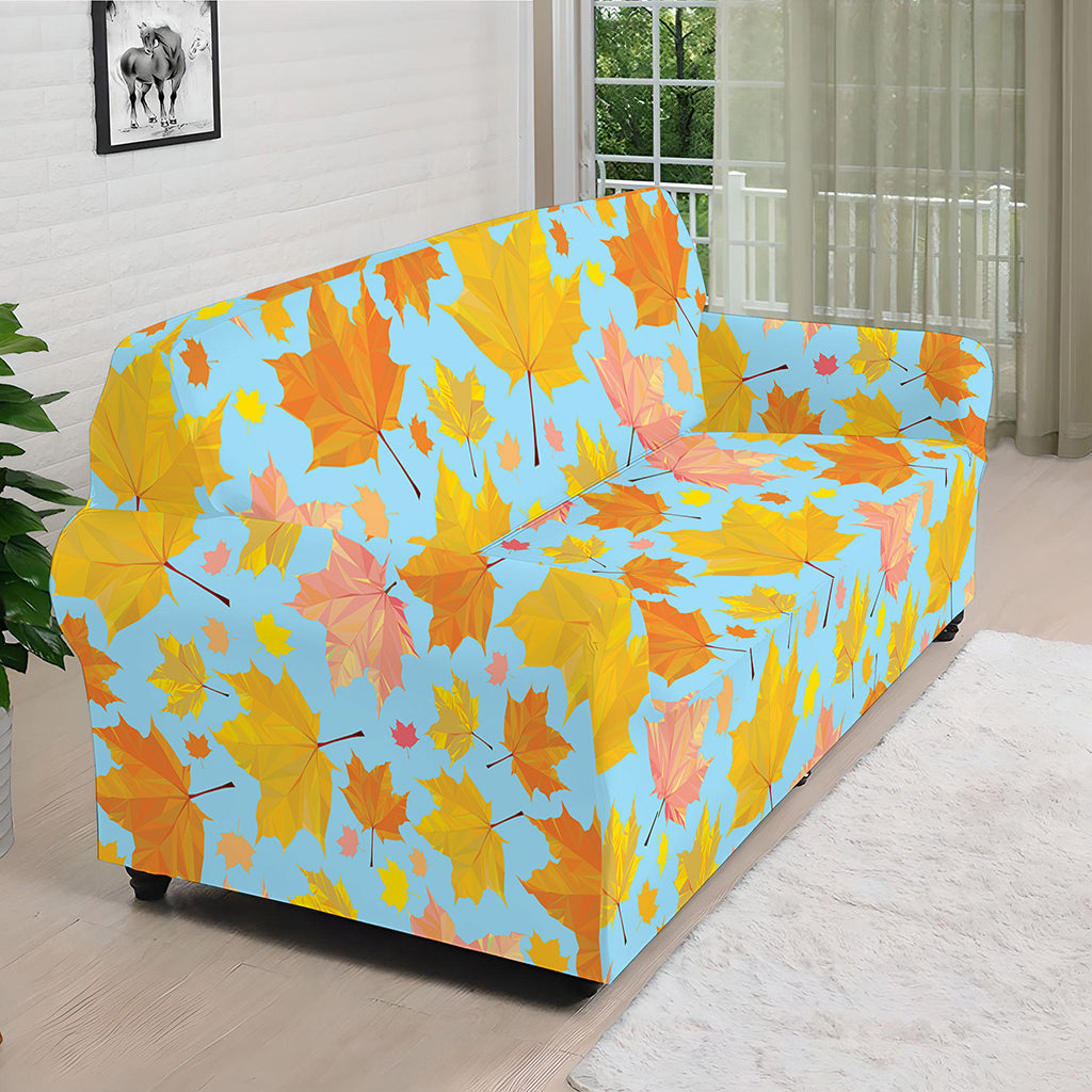 Pastel Maple Leaves Pattern Print Sofa Cover