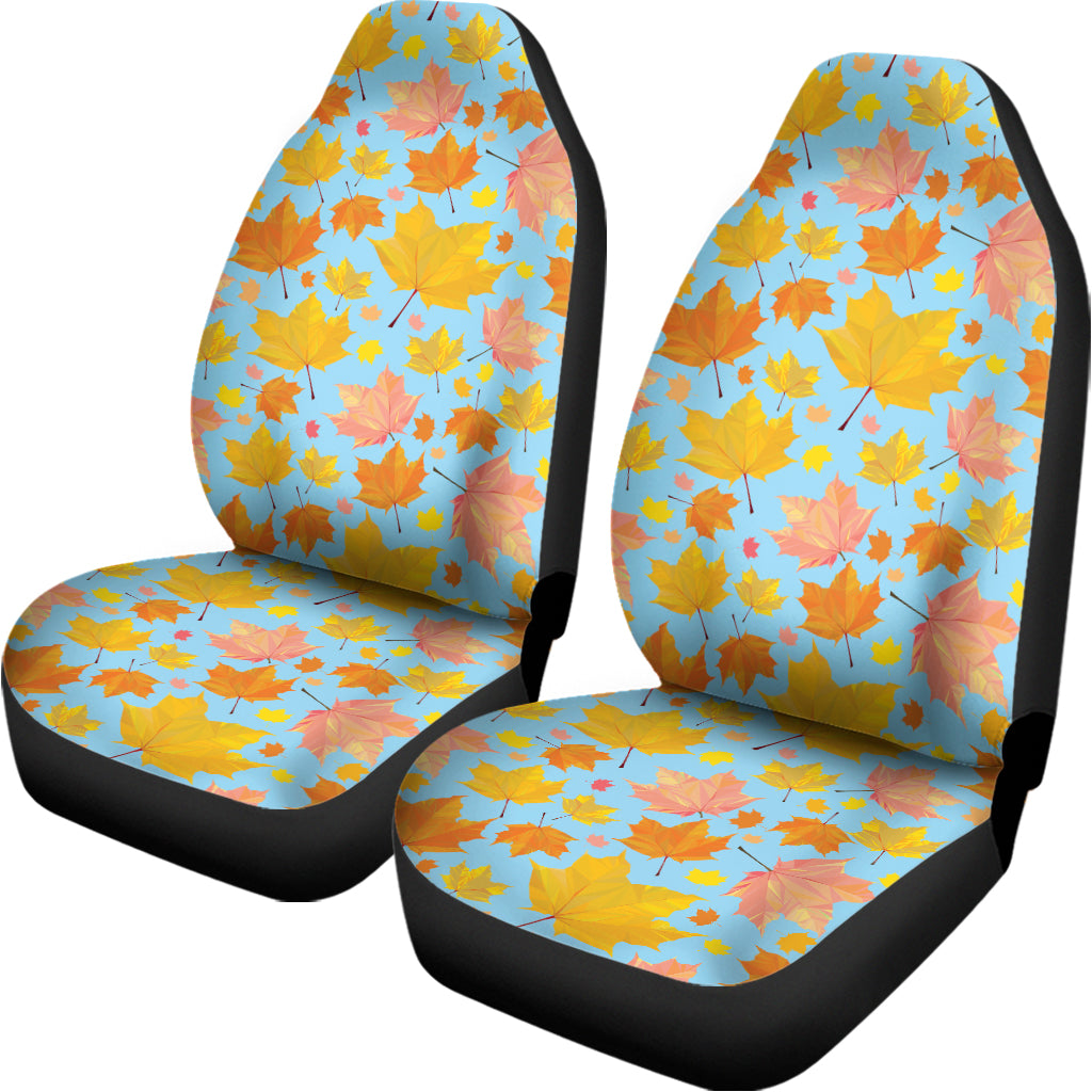 Pastel Maple Leaves Pattern Print Universal Fit Car Seat Covers