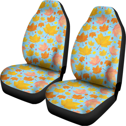 Pastel Maple Leaves Pattern Print Universal Fit Car Seat Covers