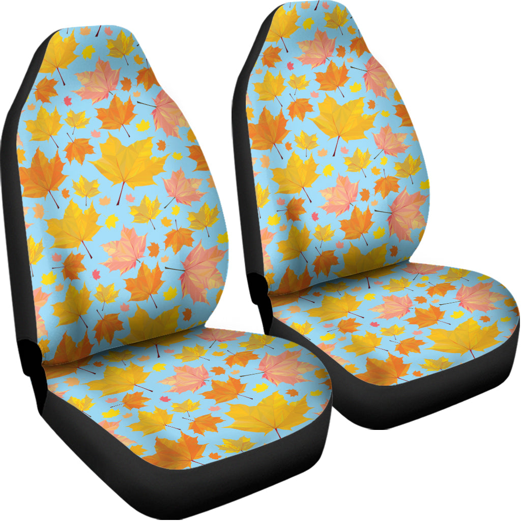 Pastel Maple Leaves Pattern Print Universal Fit Car Seat Covers