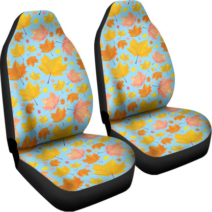 Pastel Maple Leaves Pattern Print Universal Fit Car Seat Covers