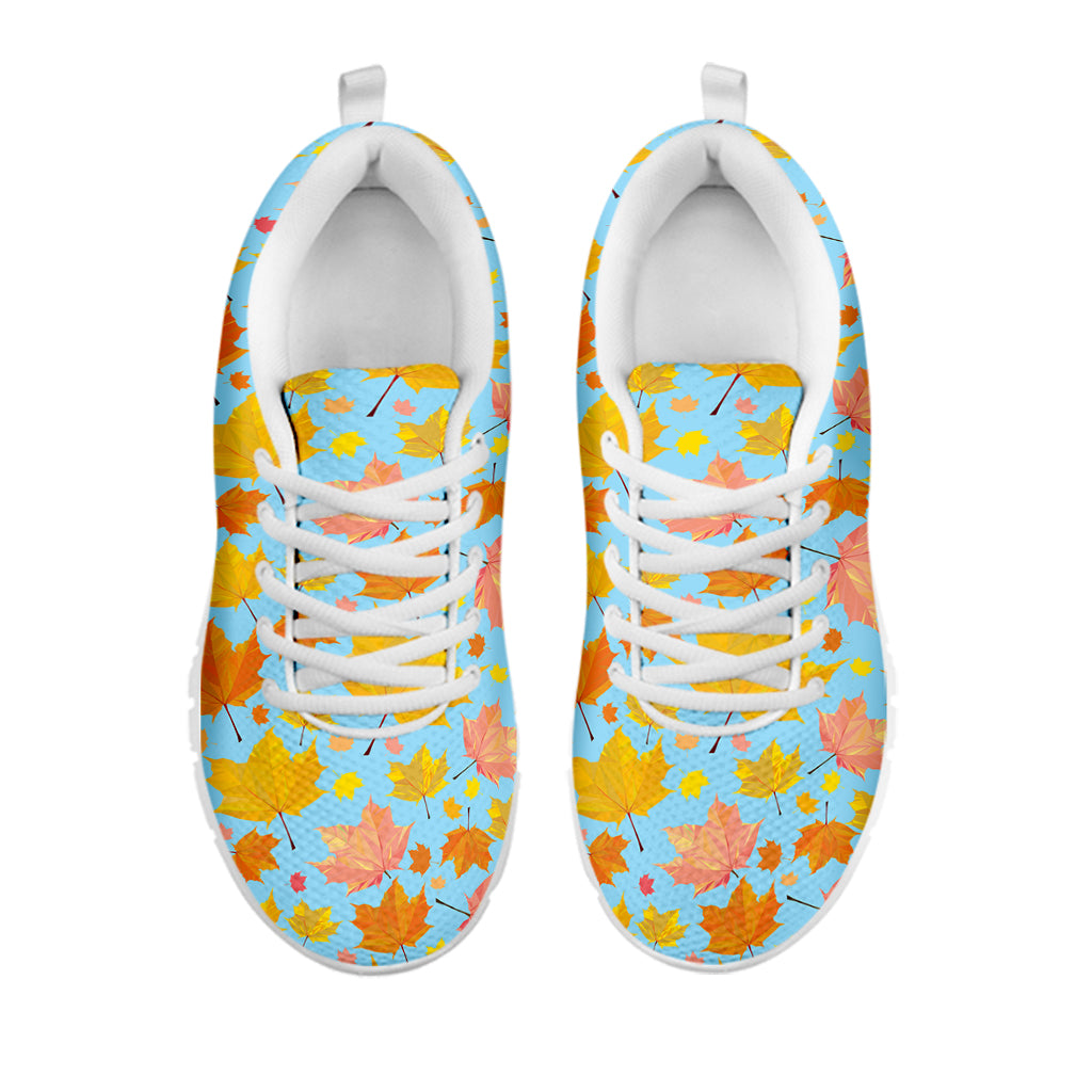 Pastel Maple Leaves Pattern Print White Sneakers