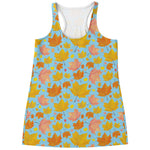 Pastel Maple Leaves Pattern Print Women's Racerback Tank Top