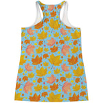 Pastel Maple Leaves Pattern Print Women's Racerback Tank Top