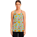 Pastel Maple Leaves Pattern Print Women's Racerback Tank Top